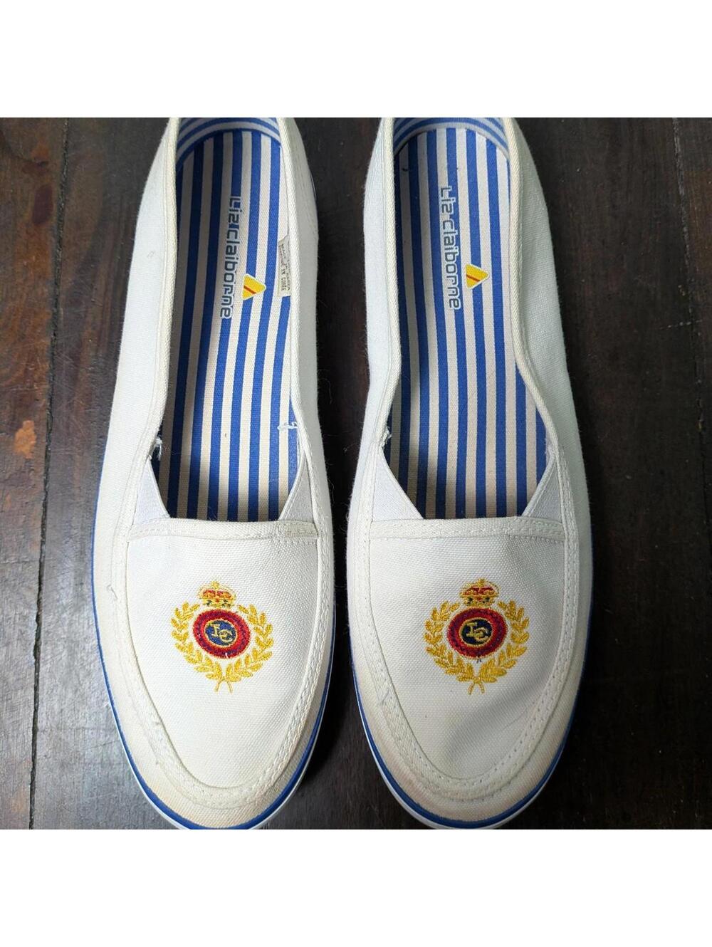 Vintage Crest Loafers Nautical Old Money Preppy Canvas Shoes Size 10